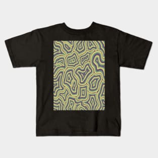 Purple Green Yellow Groovy Liquid Marble Swirl Kids T-Shirt